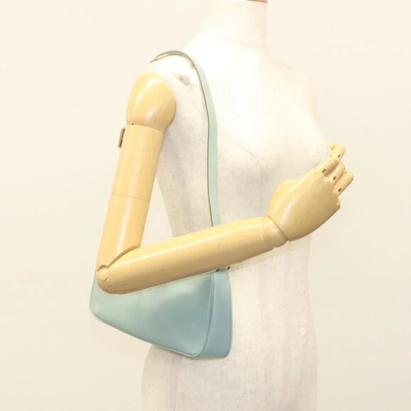 GUCCI Micro GG Canvas Shoulder Bag Leather Light Blue Silver Auth 132939 - Picture 1 of 14